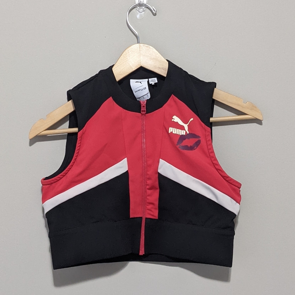 Puma X Maybelline Color Block Zip Up Crop Top - image 3